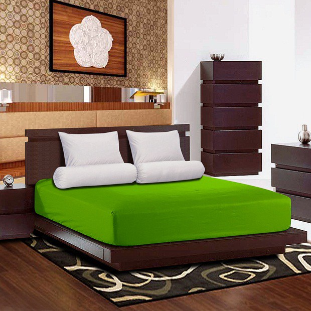 Jaxine Sprei Bahan Katun Polos Warna Hijau Kombinasi | Sprei Polos Hijau | Sprei Warna Hijau | 2