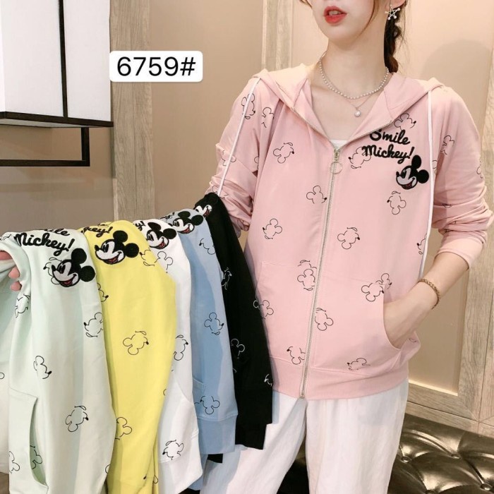 Jaket Wanita Jaket Hoodie Sweater Import Terbaru Sleting Depan Wanita - Putih(Q7Q5) Jaket Wanita Kek