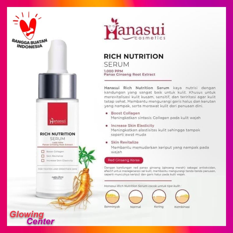 SERUM WAJAH GLOWING PENGENCANG KULIT MUKA PENGHILANG FLEK HITAM HANASUI RICH NUTRITION SERUM 25ML