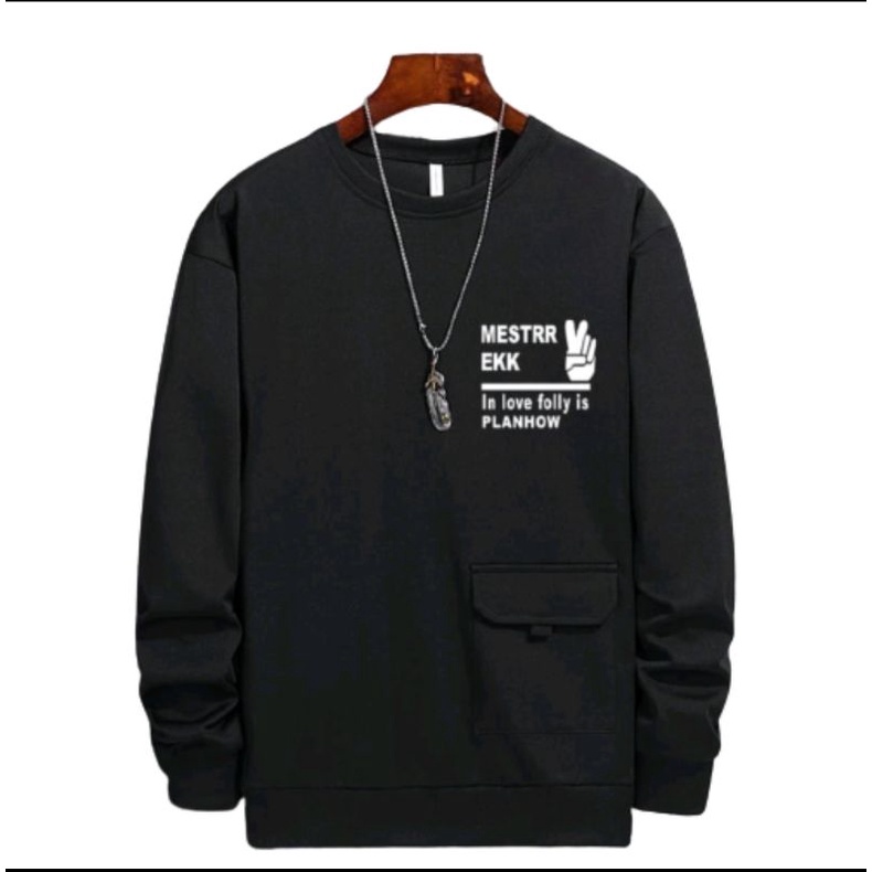 Crewneck Pria /Baju Sweater Wanita Pria Masterek - Putih M--XXL