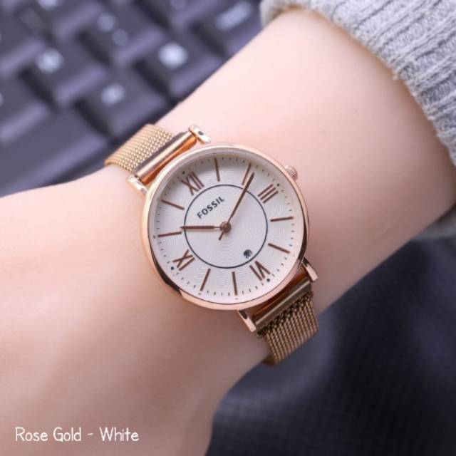 Jam Tangan Fasion Aksesoris Wanita Perempuan Anak Muda Analog Murah Berkualitas FossilRomawiSK5277LS