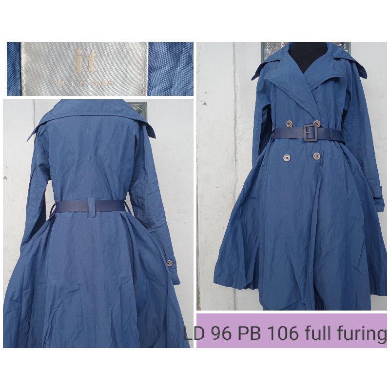 COAT DRESS LONG COAT MEGAR FULL FURING BIRU