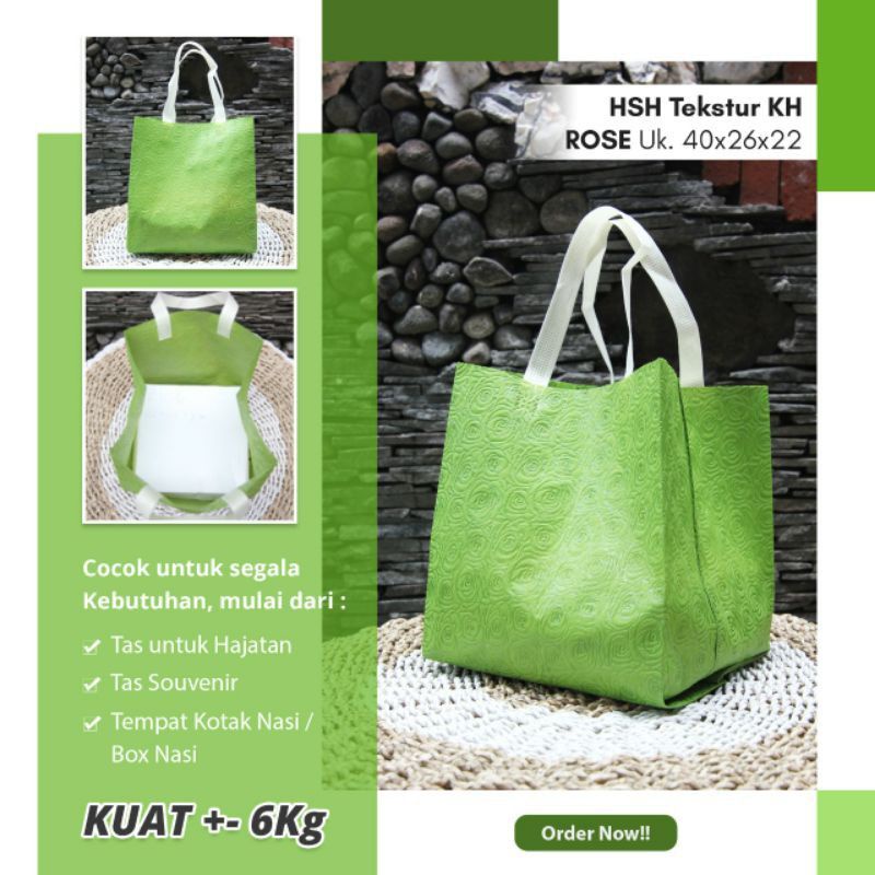 

DE JADOEL Goodie Bag Tas Spunbond 3D Premium Kotak Nasi 22x22 cm Hajatan Nikahan Souvenir Lebaran
