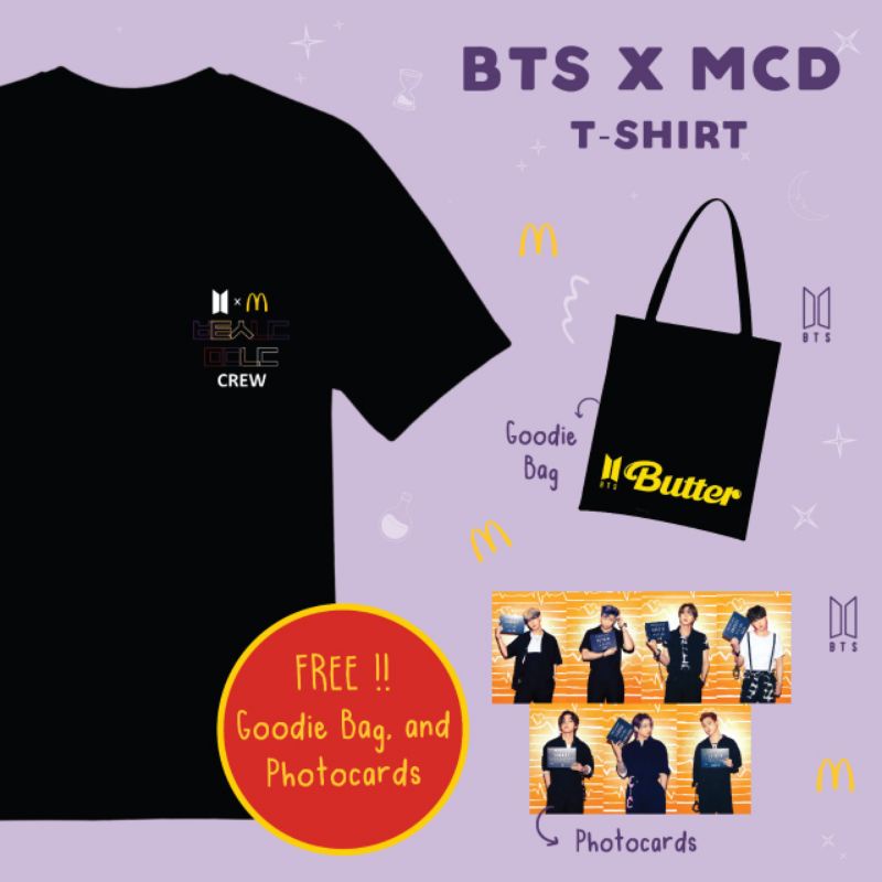 Kaos BTS x McD Kpop T-shirt fankit set (+freebies)