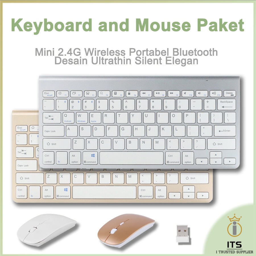 ITS Mini Keyboard and Mouse Combos 2.4G Wireless Bluetooth Keyboard Desain Ultrathin Silent Elegan Tahan Air Portabel