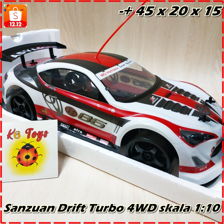 Mobil Remot Sanzhuan skala besar 1:10 RC sanzuan Drift Racing Toyota 86 Turbo 4WD mobil remote speed