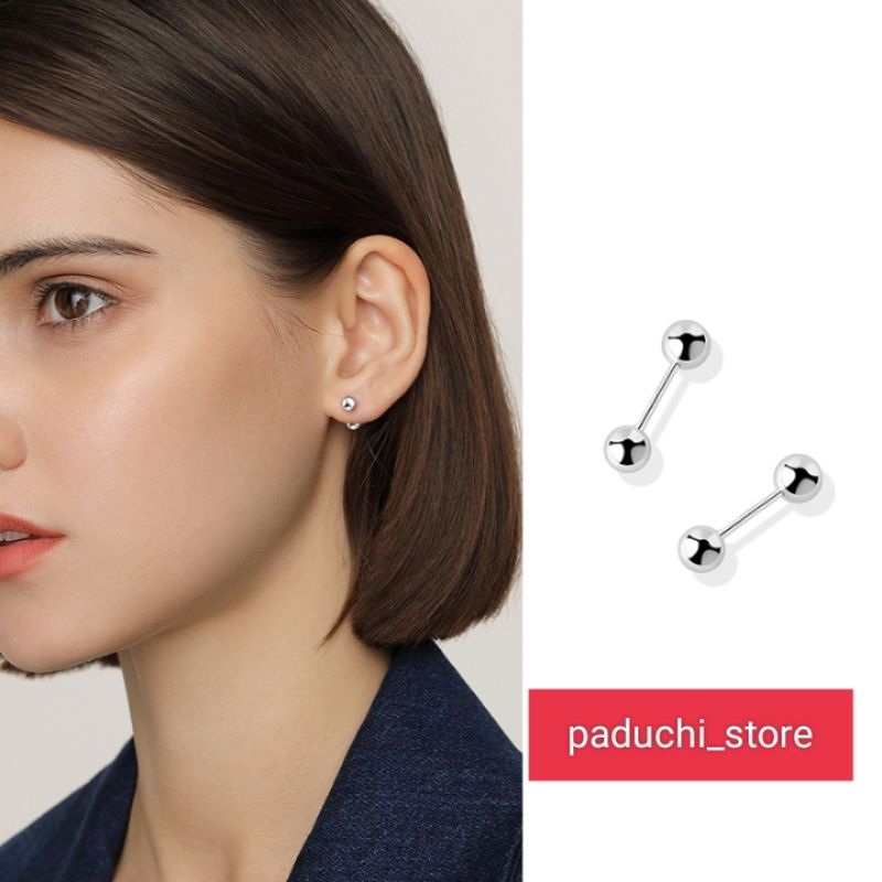 ANTING BAHAN TITANIUM STAINLESS STELL SILVER GAYA KOREA UNTUK UNISEX ANTING TINDIK PIERCING TELINGA,
