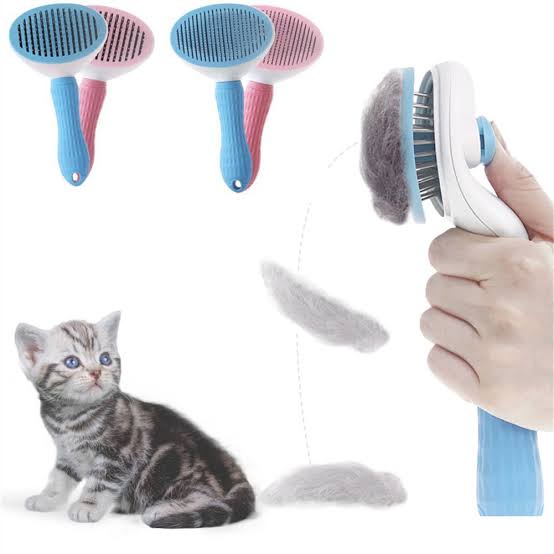 Sisir Grooming Kucing Anjing - Hair Pet Grooming Brush Sisir with Button Premium