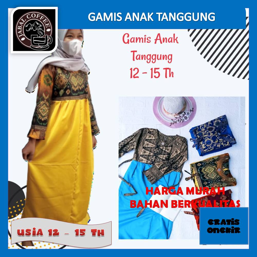 Gamis Anak Tanggung Umur 12 - 15 Tahun / Gamis Anak Remaja / Gamis Anak Katun Batik Baloteli 023