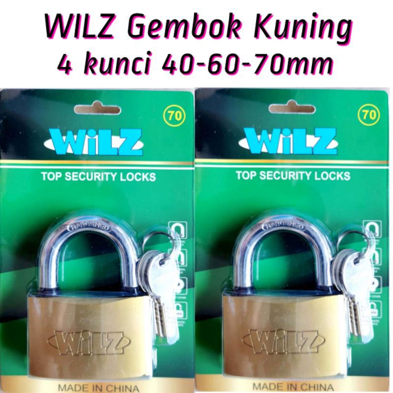 Wilz Gembok Kuning 40 60 70 Panjang Pendek 4 Kunci