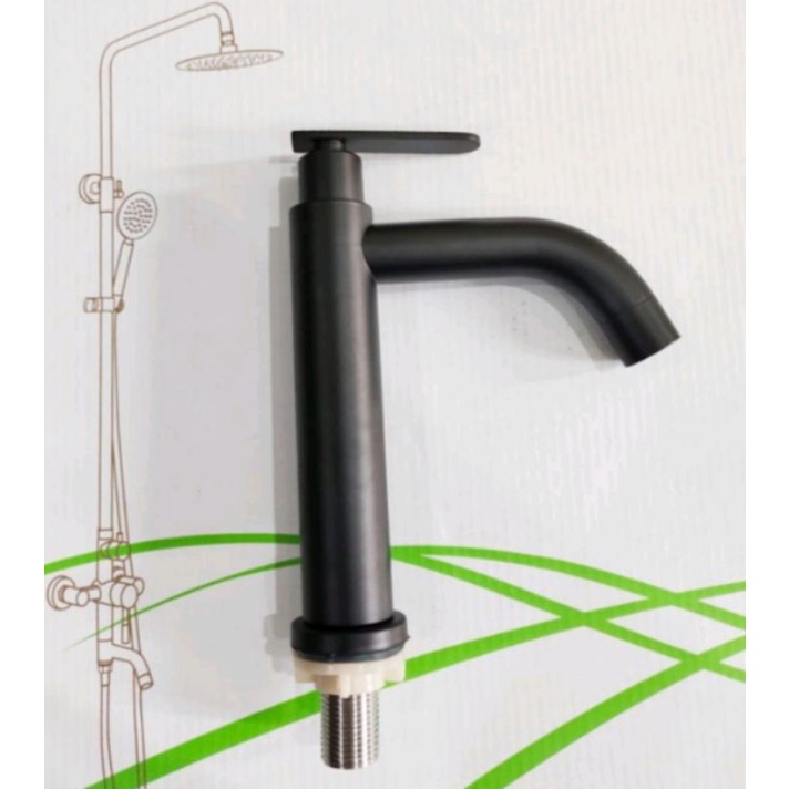Kran wastafel Hitam kran cuci tangan stainless SUS 304 / Kran wastafel