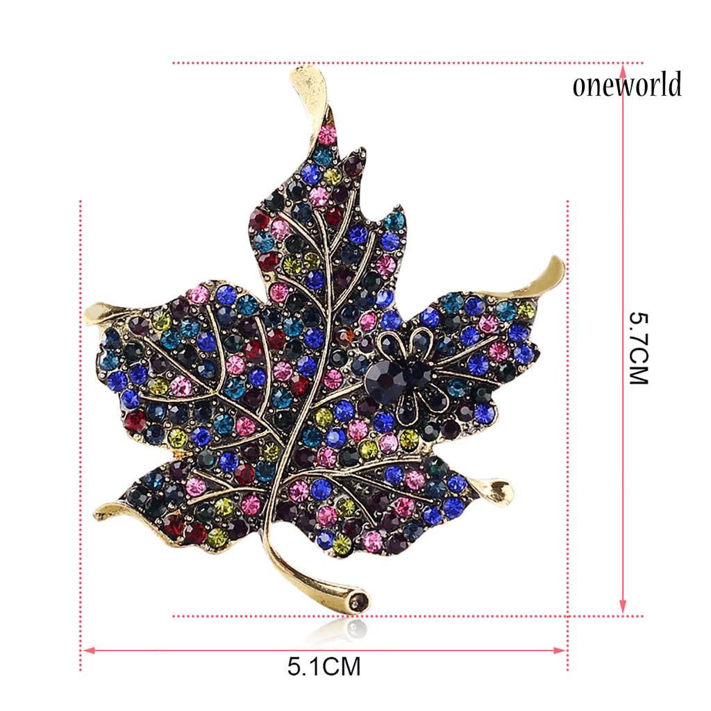 OW@ Brooch Exquisite Maple Leaf Shape Alloy Bee Charm Lapel Pin Badge for Women Wedding Anniversary Gift