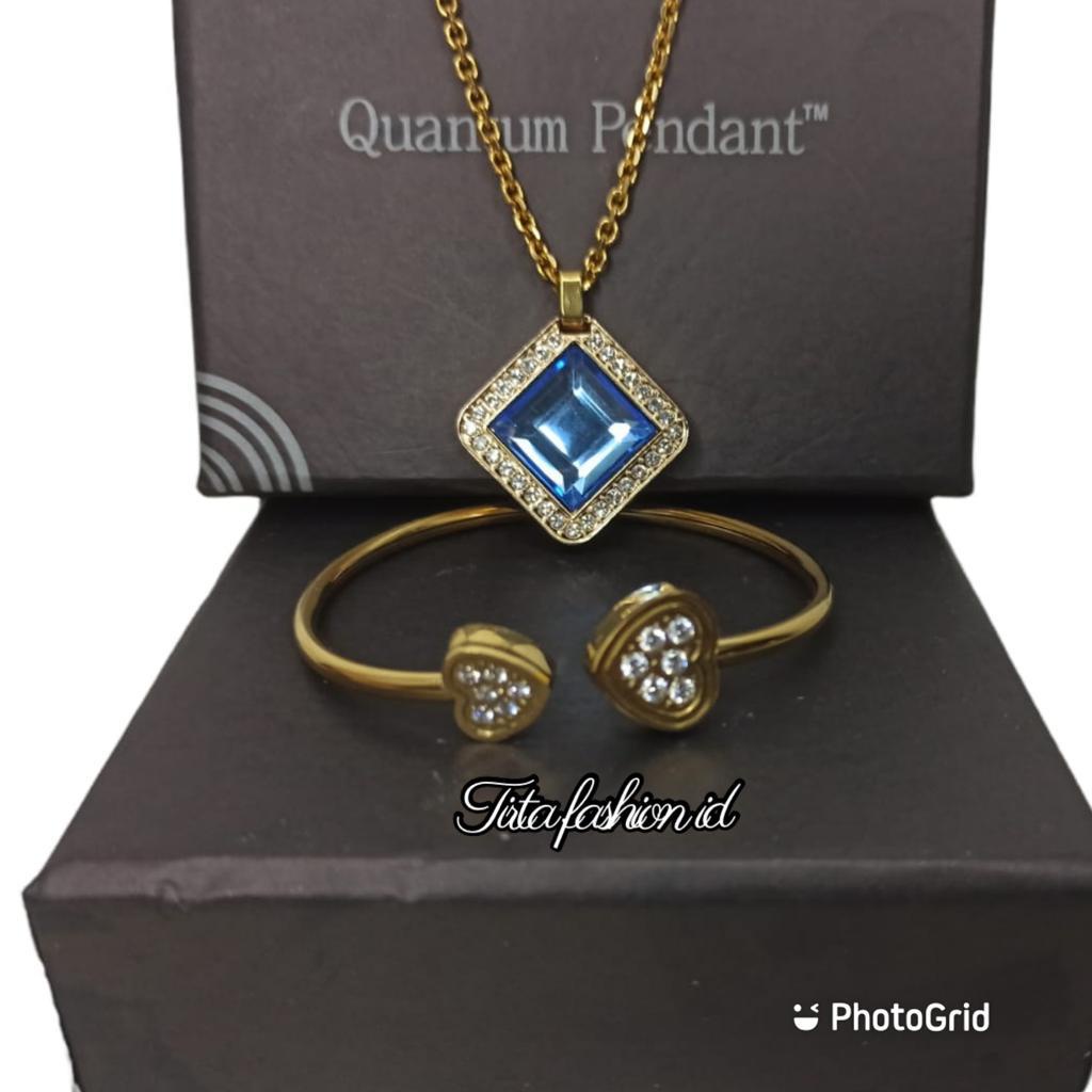 [PROMO TERBARU] 1 SET Kalung Kesehatan Quantum Pendant Permata Bio Energy - Gelang + Kalung+ Box + Sertifikat Card Original - COD