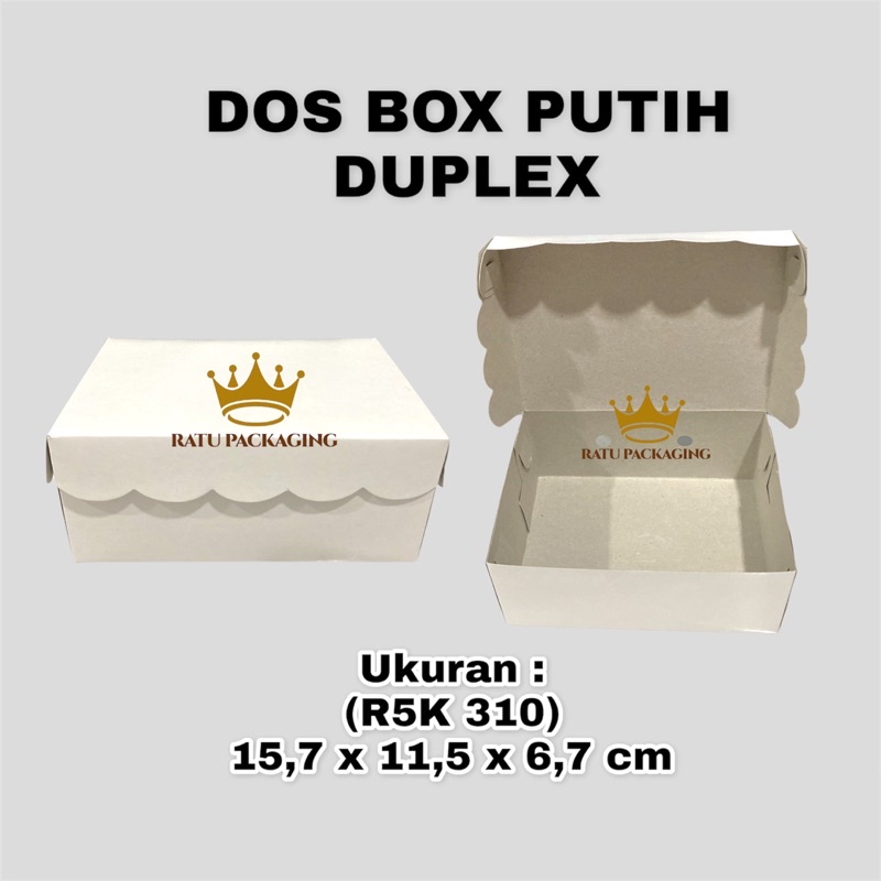 

RATU | Dos DUPLEX POLOS Nasi / Kue Box Dus Kotak Nasi / Kardus Kue Putih Duplex R5K Tinggi 6.7Cm