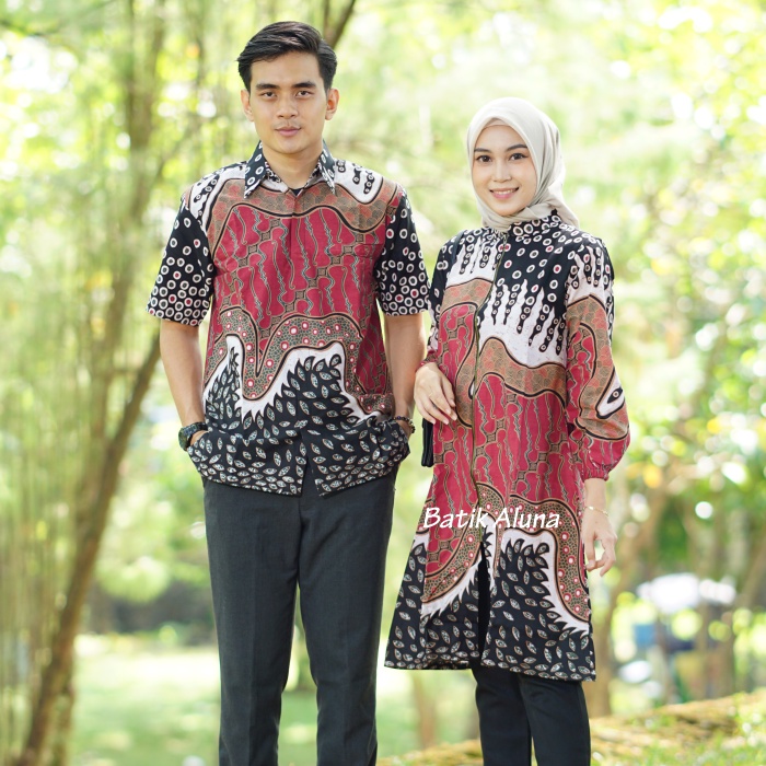 Batik Couple Modern Pasangan Terbaru Kekinian Bahan Katun Ful Furing Batik Blouse Wanita Modern Tunik Premium Batik Kondangan Wanita Dan Pria Atasan Batik Wanita Jumbo FASHION BATIK ALUNA