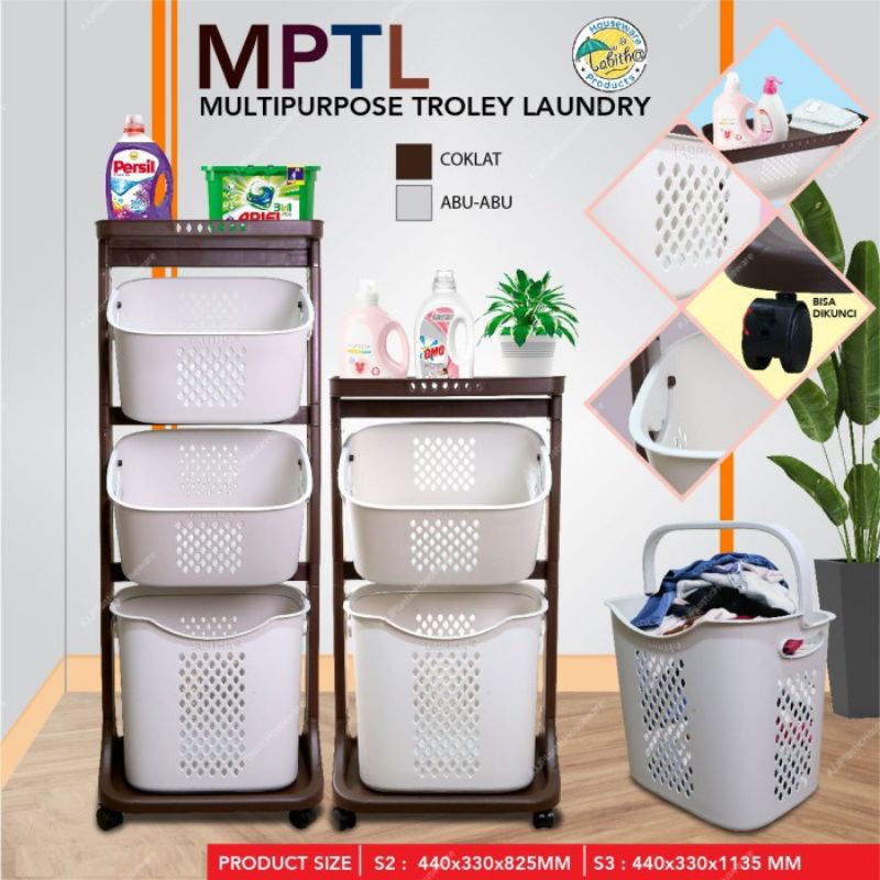 Tabitha Laundry Basket Keranjang Pakaian Kotor Keranjang Plastik Rak Plastik Serbaguna MPTL