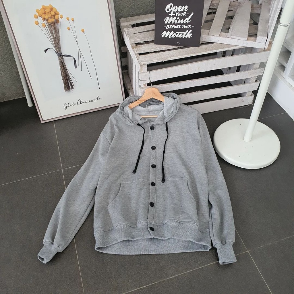 Zanah Outwear Wanita Buton Hoodie Bahan Pleece Terbaru