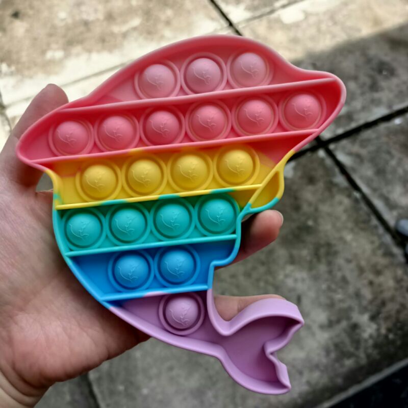 Mainan Viral Pop it Fidget Rainbow, Pop it viral, Mainan pop it, Fidget toys-dolphin pastel