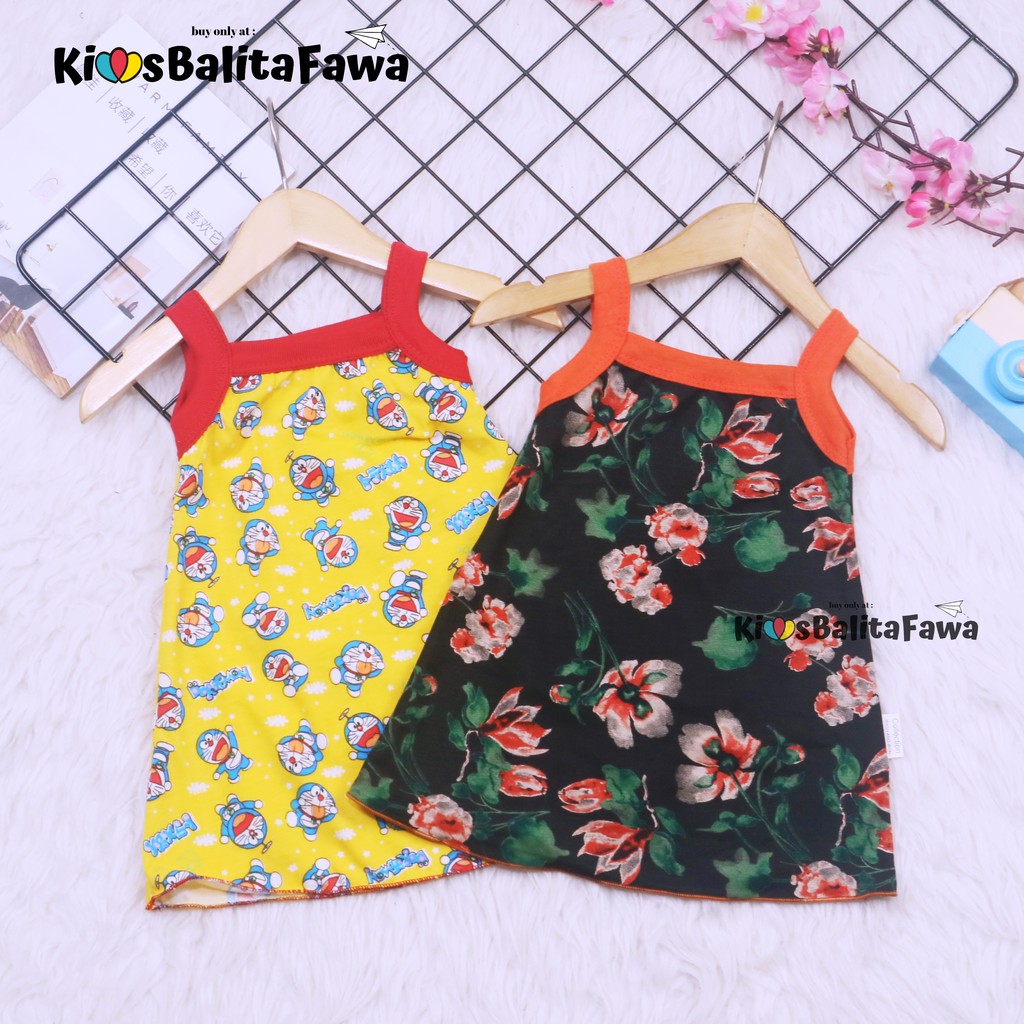 Tanktop Dress Bayi 0-12 Bulan / Baju Tidur Baby Girl Adem Bahan Kaos Daster Meylan Grosir Perempuan babycinnamon