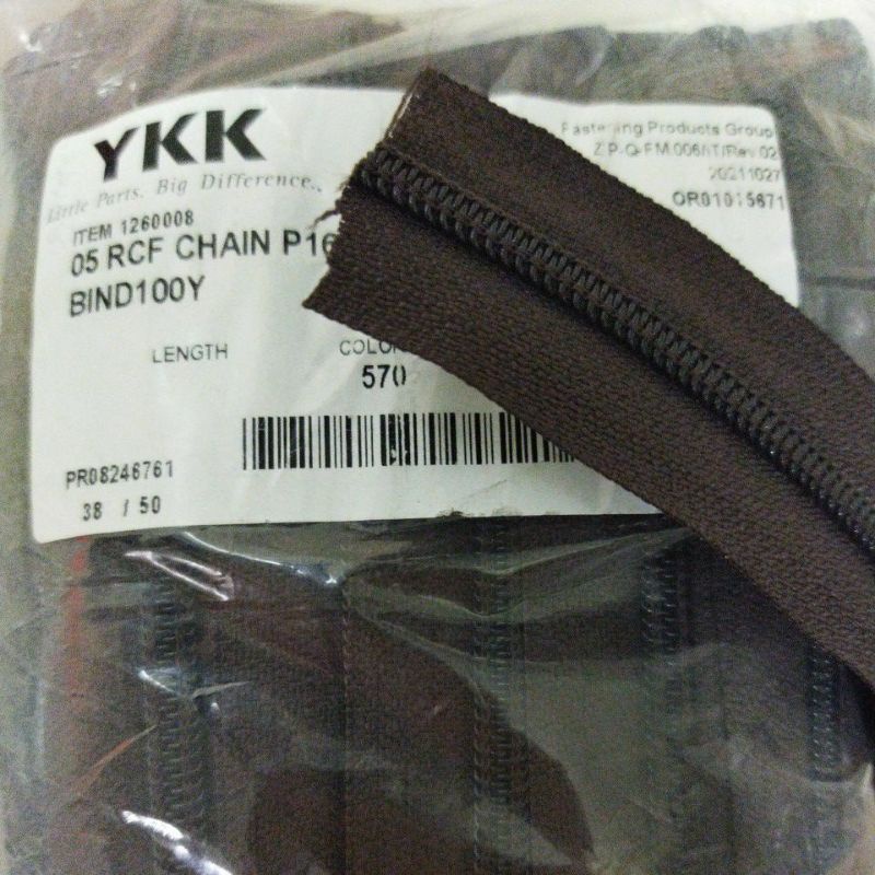 Resleting YKK Meteran No.5 Koil Warna Coklat Tua Pramuka 570