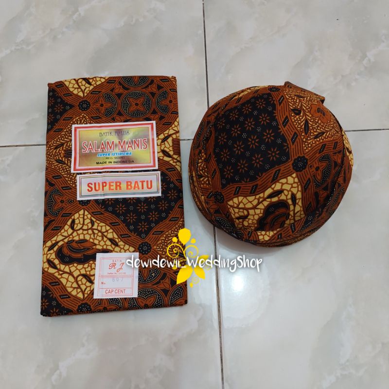 Set Jarik Cewek Cowok + Blangkon, Motif Mukti besar