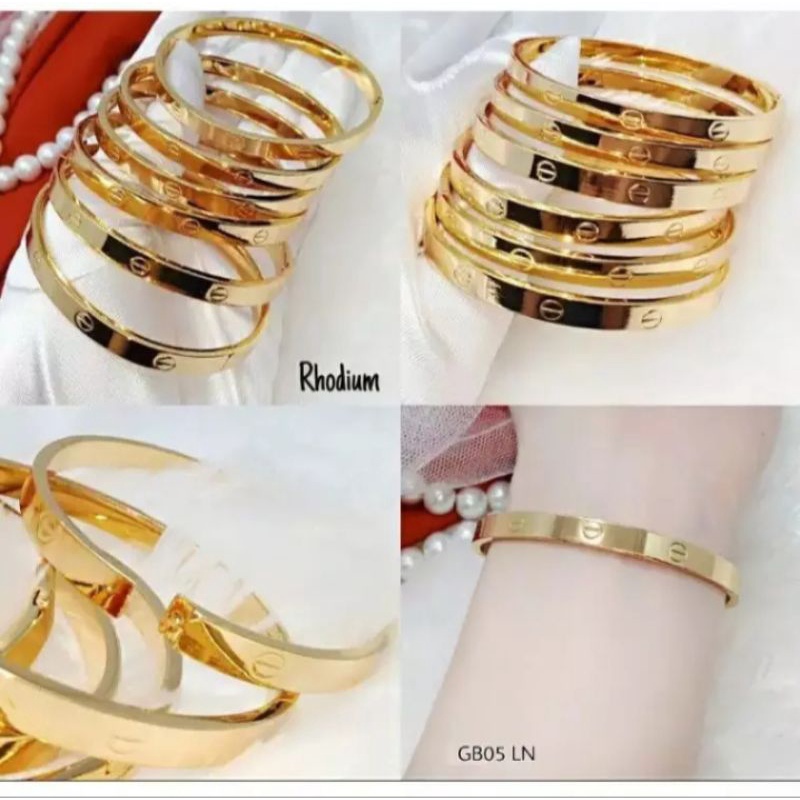 Gelang titanium asli anti luntur anti karat,gelang Nagita Slavina, perhiasan fashion wanita terbaru, perhiasan mirip mas asli, perhiasan berlapis emas 24 k, gelang wanita import