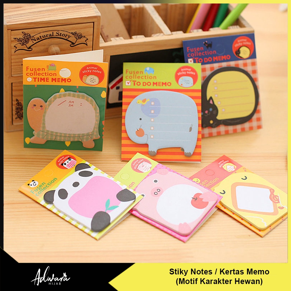 Sticky Notes Motif Animal Lucu / Tempelan Kertas Memo Motif Hewan