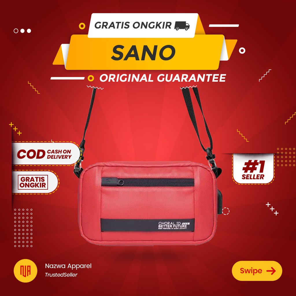 TAS SELEMPANG SLING BAG CHORAL SANO RED