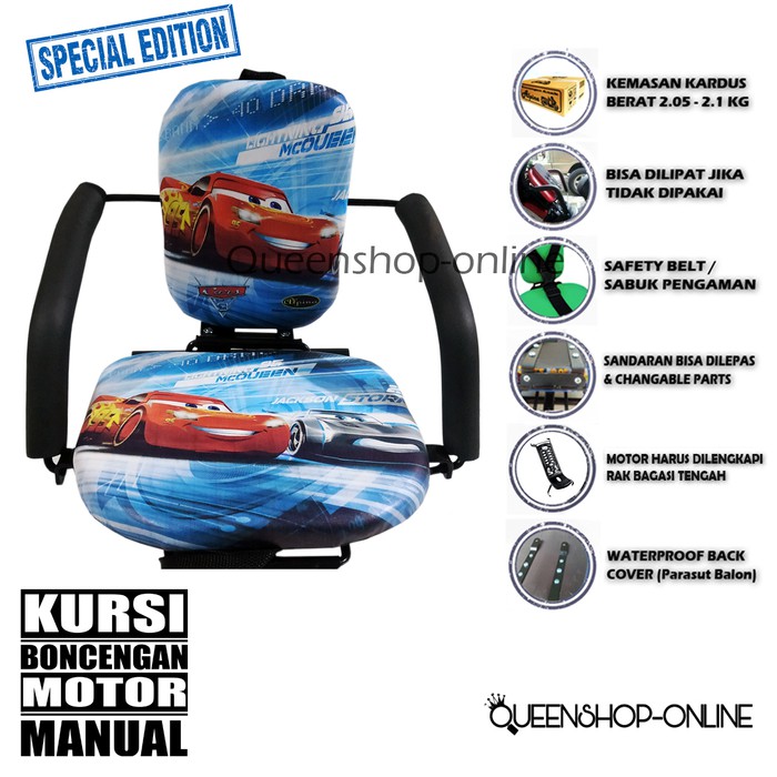 Kursi Boncengan Anak Khusus Motor Manual / Bebek - Cars