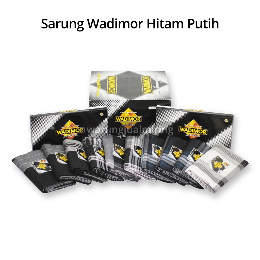 Sarung WADIMOR Motif Hitam Putih Warna Black White HP - Kain Tenun Dewasa Pria Laki Santri Solat Pesantren Sholat Remaja Tanggung Cowok Pesantren Masjid Kang Santri Grosir Sunatan Lebaran Hadiah Sovenir Cowo Premium Kasual Casual Formal Resmi Lembut Adem