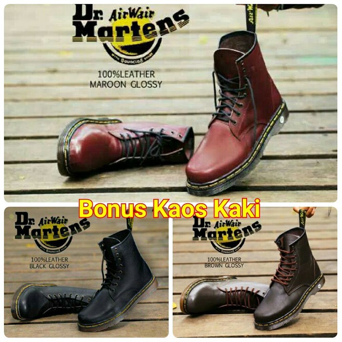 Sepatu Outdoor Pria  Boots Slempang Kulit Asli Model Ziper Gay 2098JY Sepatu Boots Pria Dr.Martin Bo