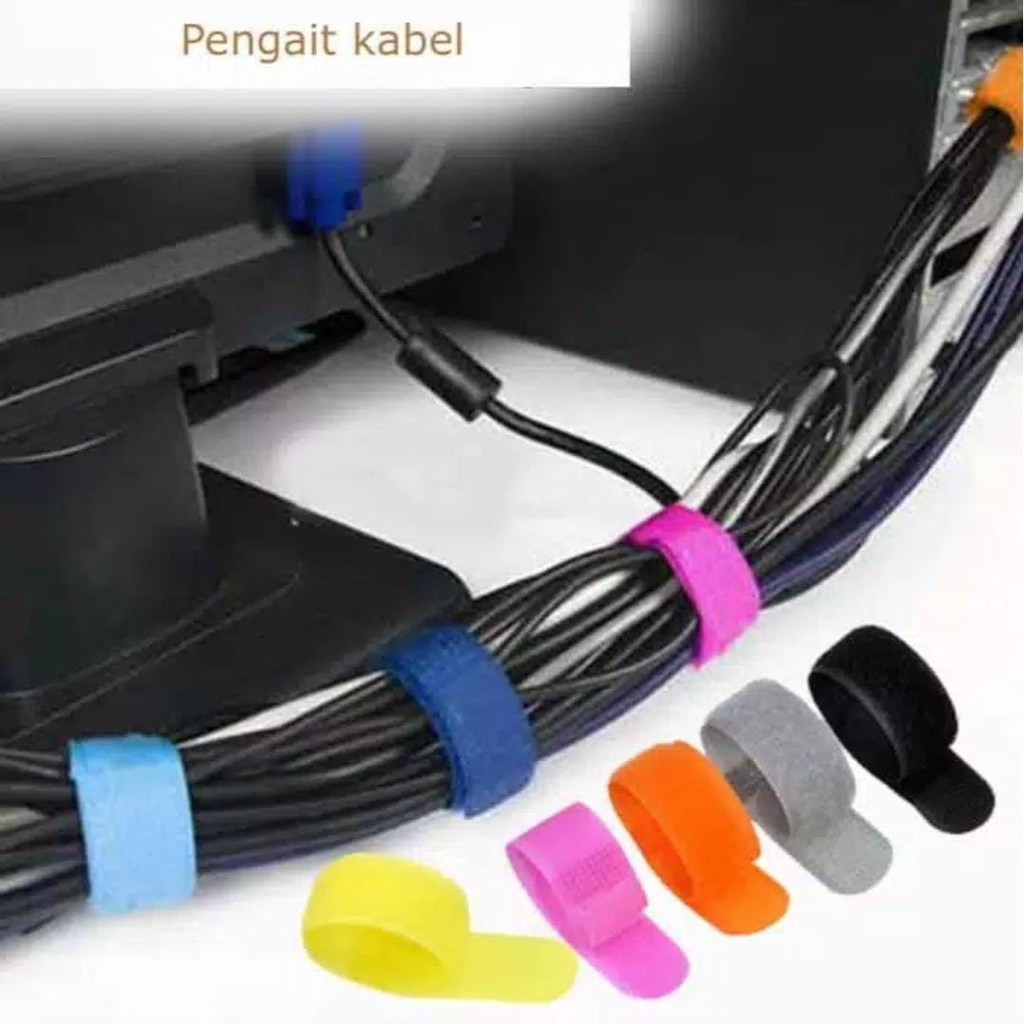 Penjepit kabel organizer Perekat Kabel atau Velcro strap binder cable–pengikat / klip Serbaguna a47k