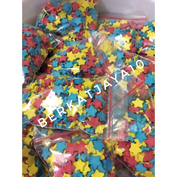 CONFETTI PERMEN GULA Star Superman Bintang Sprinkle 15gr Biru Merah Kuning