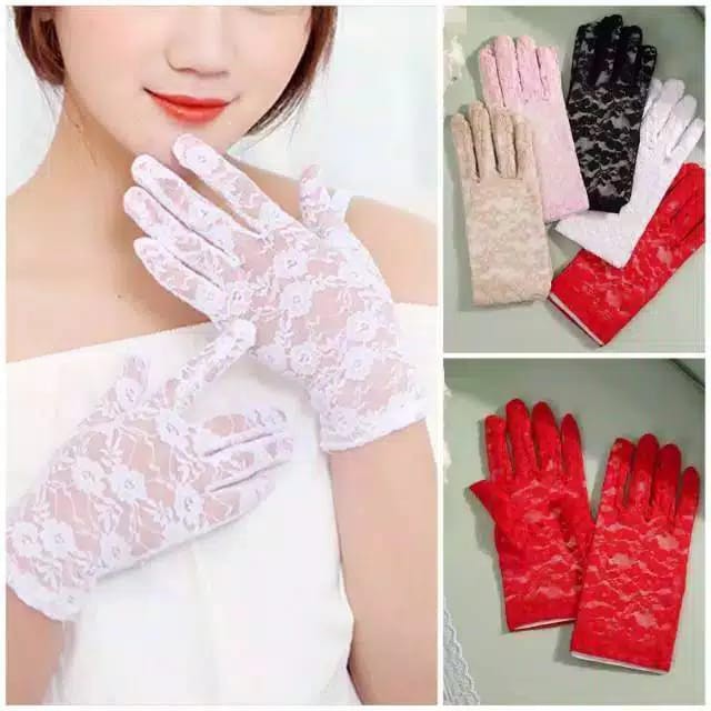 (STP-02) Sarung tangan pengantin bahan lace (STP-02) IMPORT  BRIDAL WEDDING GLOVES IMPORT