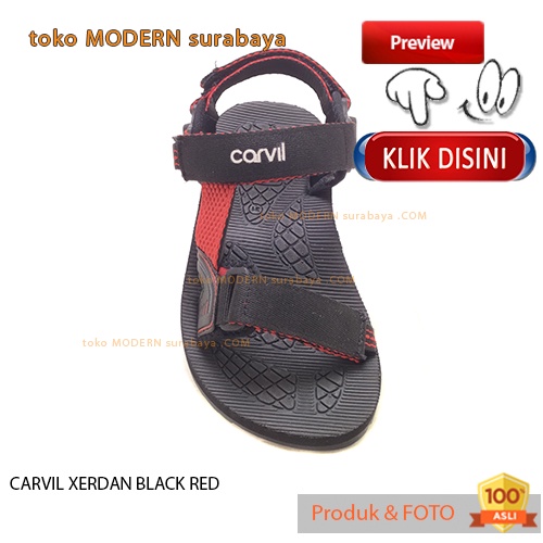 CARVIL XERDAN BLACK RED sandal anak sandal gunung slide spons