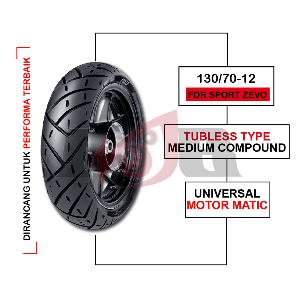 FDR 130/70-12 Sport Zevo Ban Tubeless Motor New Scoopy Vespa Ring 12