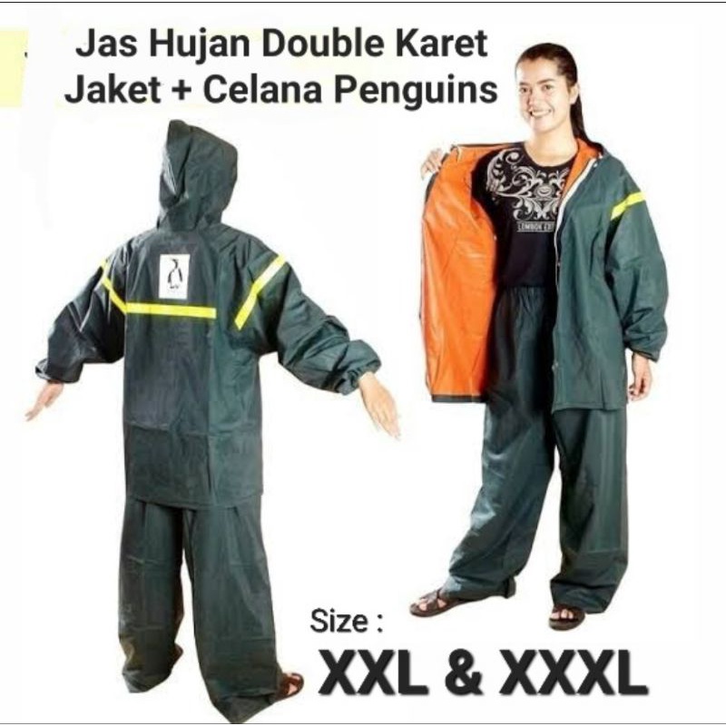 Jas Hujan Jaket Celana Penguins XXL - XXXL - CX-7 - Jaket Celana  karet Penguins