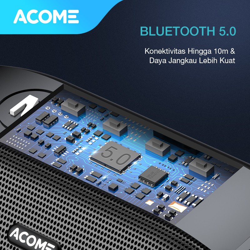 ACOME Speaker Bluetooth 5.0 Hi-Fi Sound TWS 5W Portable A2 Garansi Resmi 1 Tahun-5