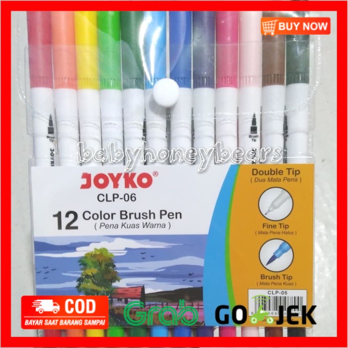 

(BISA COD) Spidol pena kuas warna 2 mata pen/Color brush pen CLP-06 Joyko