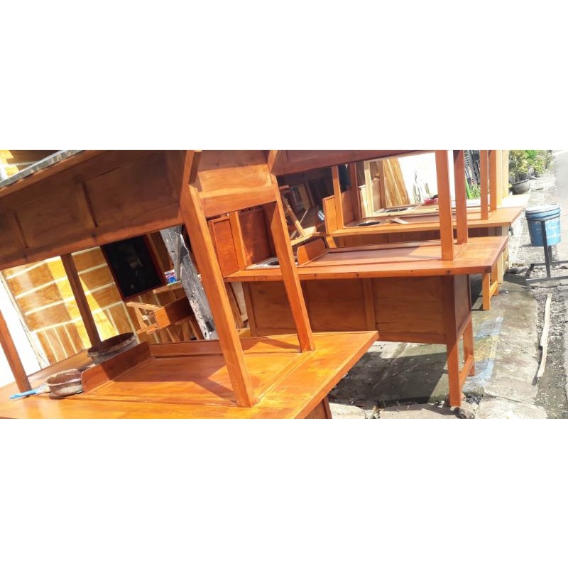 gerobak angkringan kayu mahoni