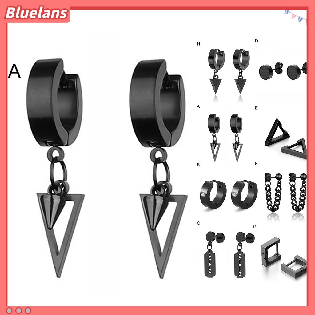 1 Pc Anting Stud Aneka Bentuk Warna Solid Gaya Punk Gothic Untuk Pria