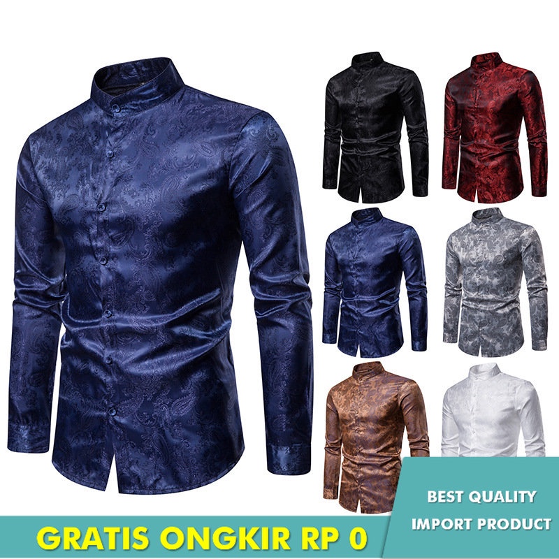 Kemeja Pria  UK Eropa Pria Lengan Panjang Kemeja Pria Eropa  Amerika Youth Fashion Klub Malam kasual