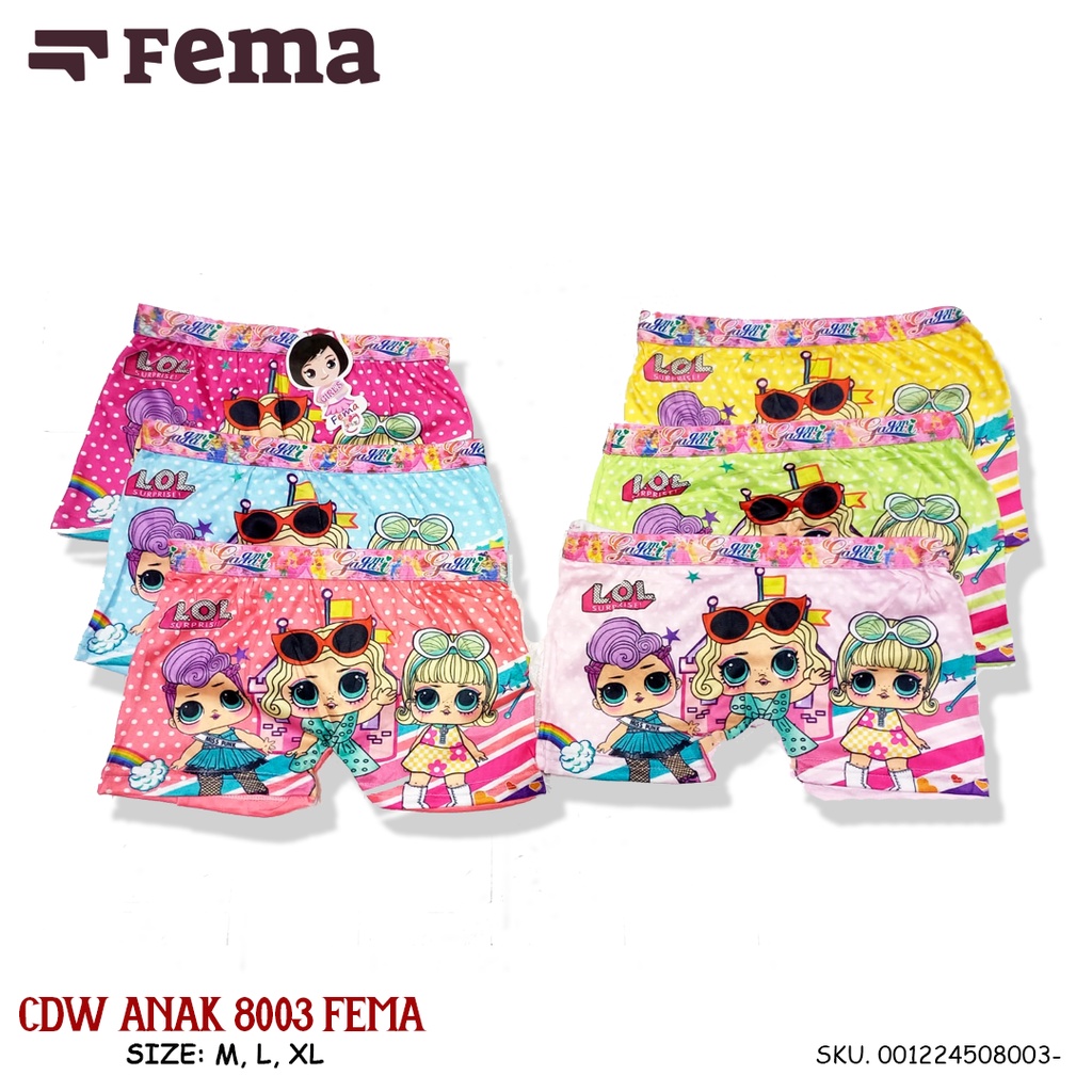 FEMA Official Shop Ecer 1 pcs Celana Dalam Segiempat Anak Cewek Aneka Motif Princess/ Cowok Superhero