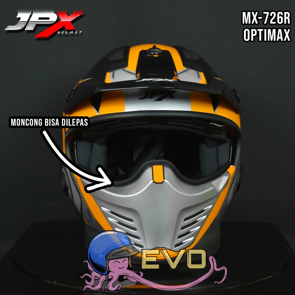 HELM JPX MX726R 07 OPTIMAX ORANGE MOTIF ROBOT JPX - ORIGINAL HELM JPX MX-726R R 07 OPTIMAX