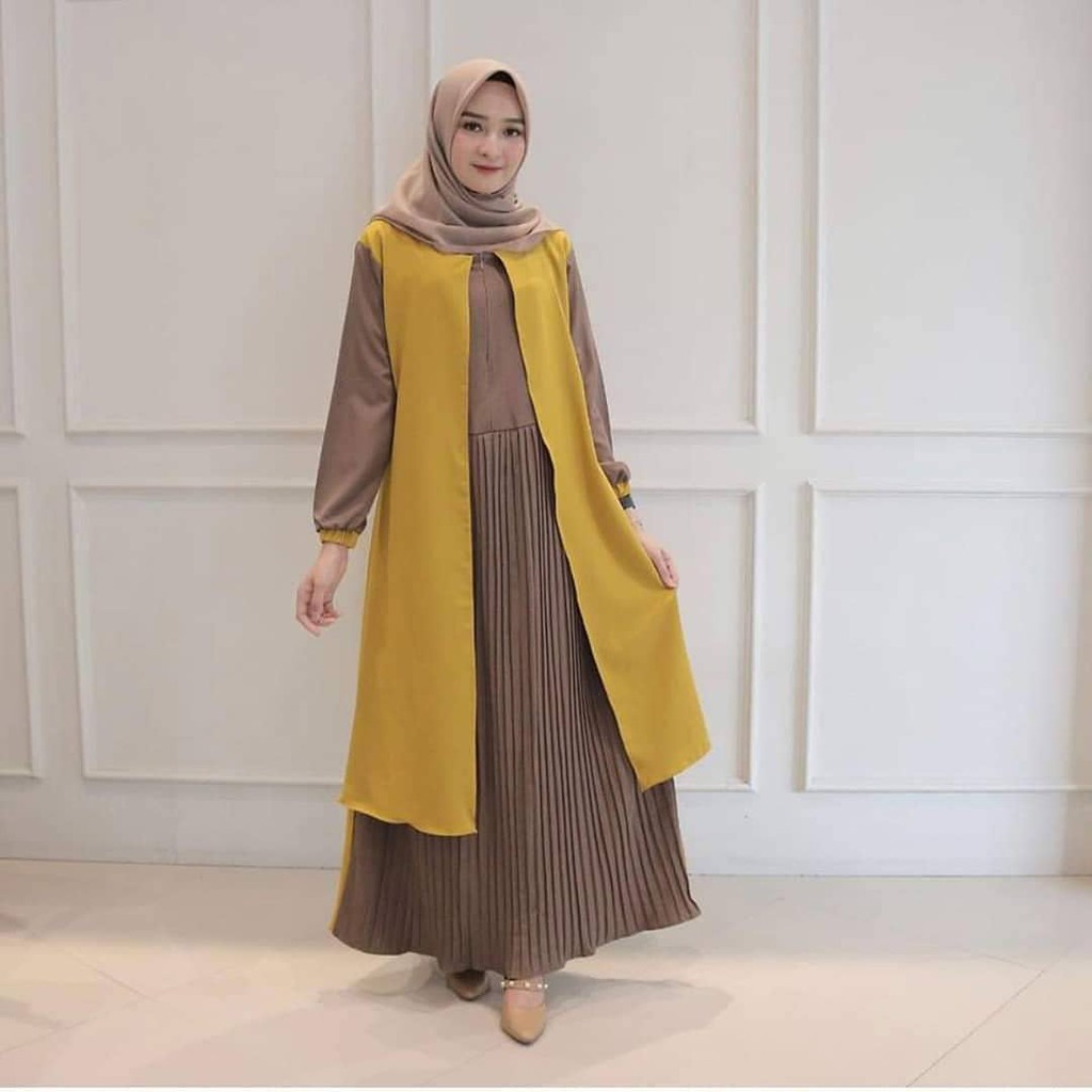 Lavina Maxy mix plisket DRESS MUSLIM l baju wanita l baju gamis l dress l gamis l  baju gamis