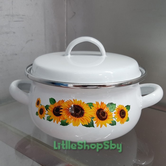 Panci Enamel Kecil Minipot 14cm Bunga Matahari