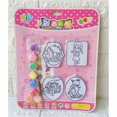 

Mainan Melukis mewarnai DIY Gantungan Kunci Set Kuas dan 8pc Cat Warna