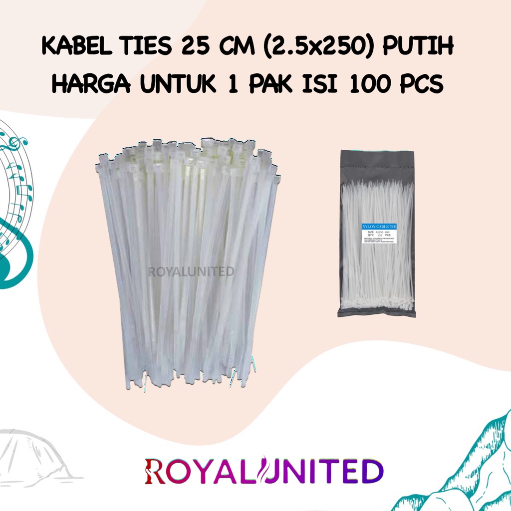 kabel ties 25cm Putih 250mm kabel tis 25 cm isi 100 Kabel Tis 2.5 mm 2,5 mm 25 cm Cable Ties Nilon Nylon putih Kabel Tis 25 cm Cable Ties Tie Tali Alat Pengikat Pendek Putih Kabel Tis 25 cm 250 mm Cable Ties Tie Nylon Nilon Kecil Putih Pengikat Kabel 25