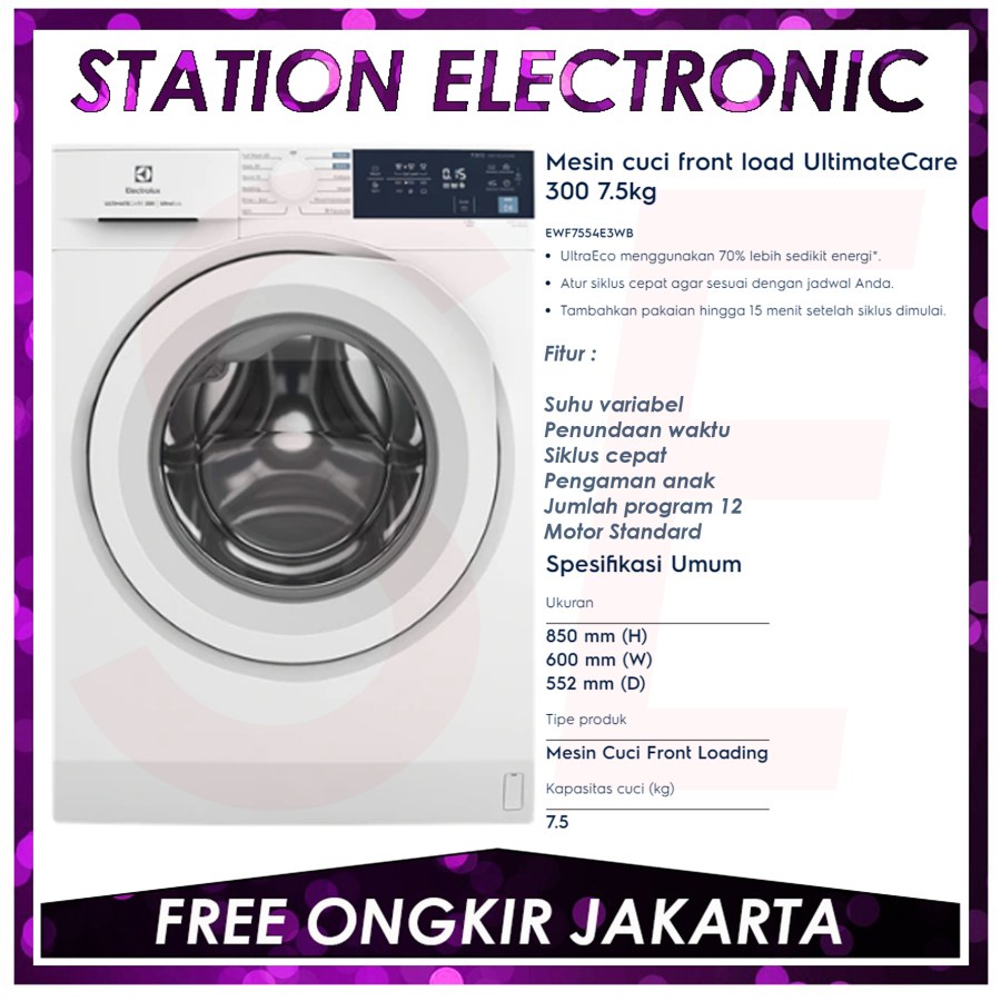 Mesin Cuci ELECTROLUX EWF7554E3WB/ EWF 7554 E3WB/ EWF7554 E3WB