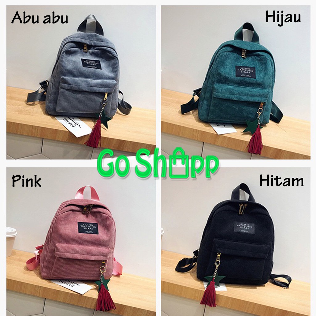 Tas Backpack Import - Tas Ransel Wanita - Tas Wanita Terbaru - Tas Backpack Bludru [BK06]